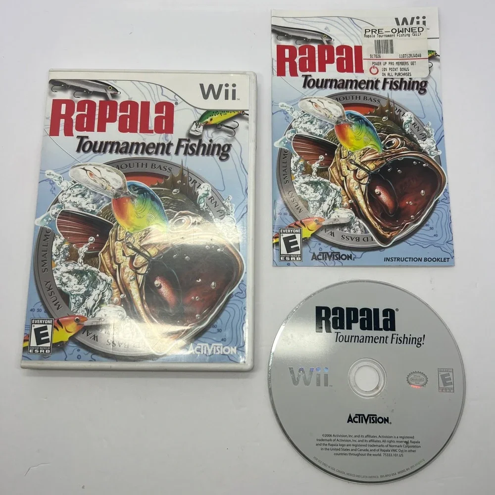 Rapala‎ Tournament Fishing Video Game for Nintendo Wii 2008 Disc Manual Case